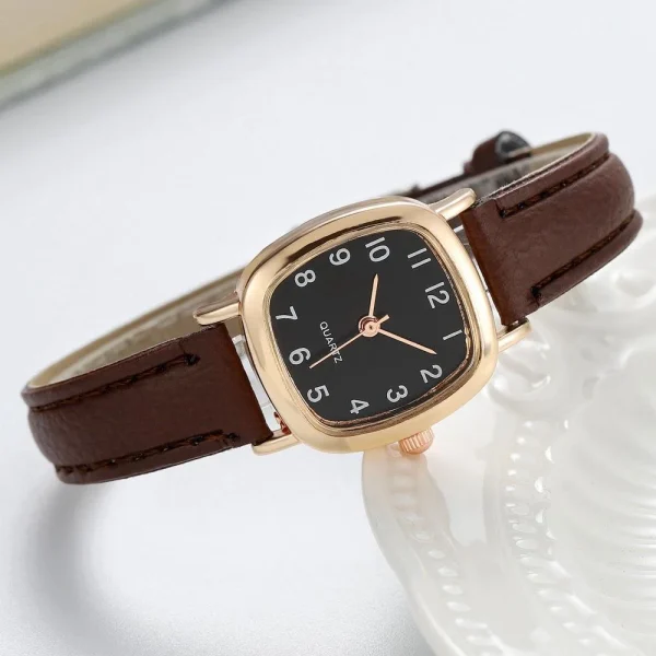 Kegllect Square Women Simple Small Dial Student Watches Vintage Belt Quartz Wristwatch - Image 3