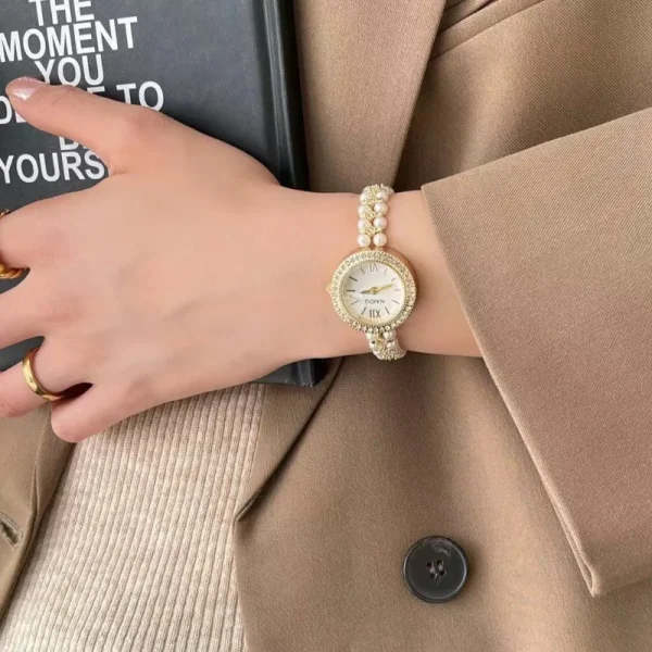 New Pearl Studded Luxury Bracelet Watch Small Dial Fashion Watch for Women Quartz Wristwatches Dropshipping Relojes Para Mujer - Image 3