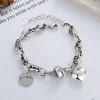 925 Sterling Silver Thai Silver Bracelet for Women Vintage Geometric Heart Love Lucky Punk Jewelry 2024 New Dropshipping