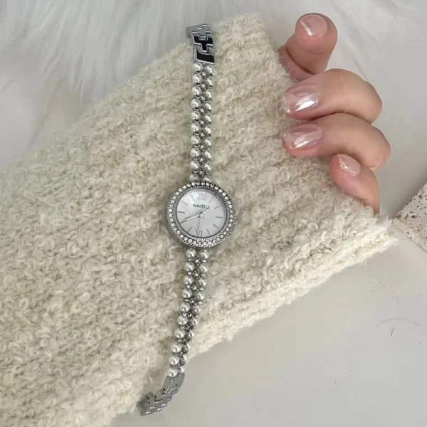 New Pearl Studded Luxury Bracelet Watch Small Dial Fashion Watch for Women Quartz Wristwatches Dropshipping Relojes Para Mujer - Image 6