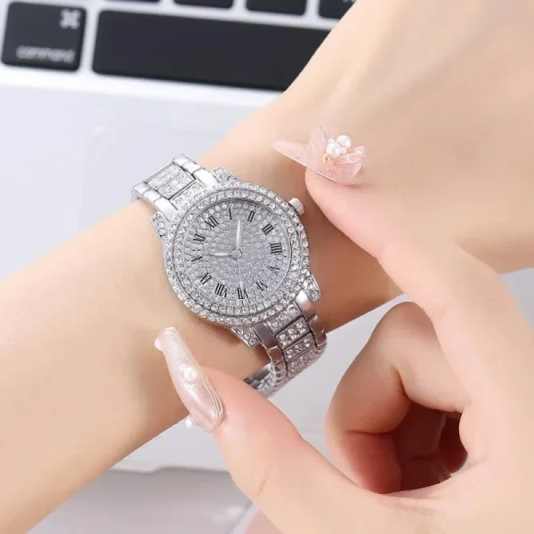 Luxury Women Shiny Bracelet Watches Fine Zircon Mechanical Lady Wristwatches Fashion Folding Watches Buckle Watch Reloj Mujer - Image 6