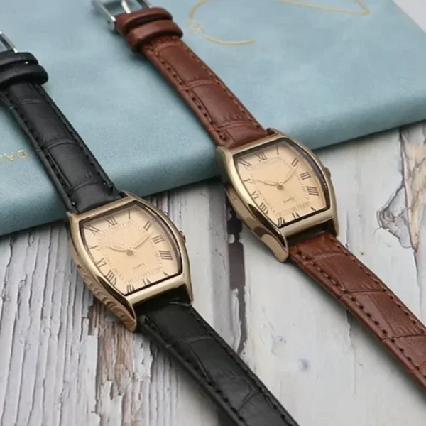 Watch for Women Small Ladies Wristwatches Brown Retro Vintage Leather Bracelet Watch Black Quartz Wristwatches Reloj Mujer - Image 5