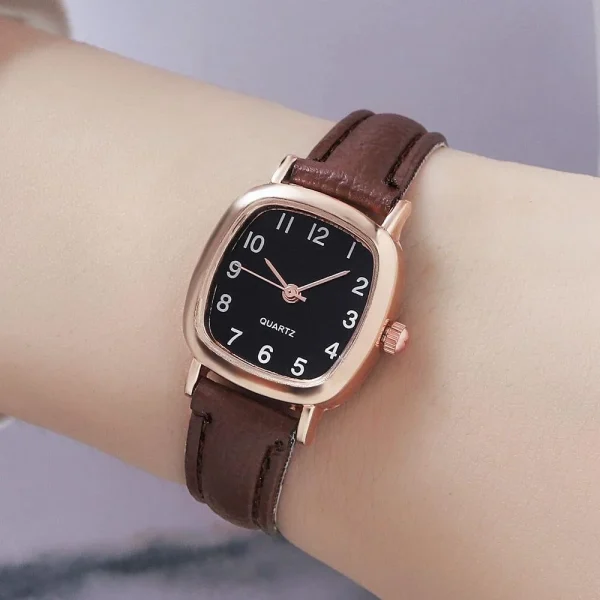 Kegllect Square Women Simple Small Dial Student Watches Vintage Belt Quartz Wristwatch - Image 6