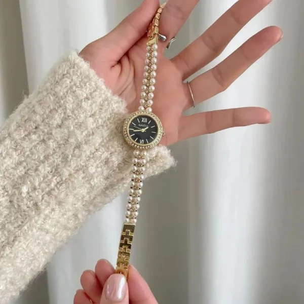 New Pearl Studded Luxury Bracelet Watch Small Dial Fashion Watch for Women Quartz Wristwatches Dropshipping Relojes Para Mujer - Image 2