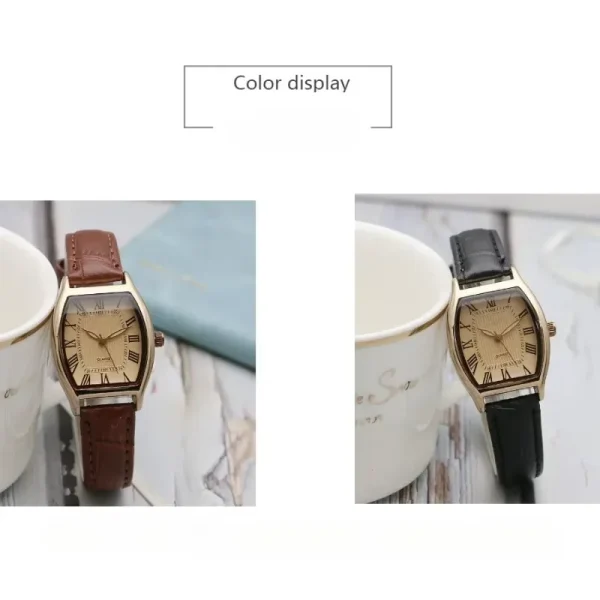 Watch for Women Small Ladies Wristwatches Brown Retro Vintage Leather Bracelet Watch Black Quartz Wristwatches Reloj Mujer - Image 4