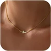 New Fashion Cross Pendant Necklace For Women Stainless Steel Faith Choker Necklace Gold Plated Religious Jewelry Gift